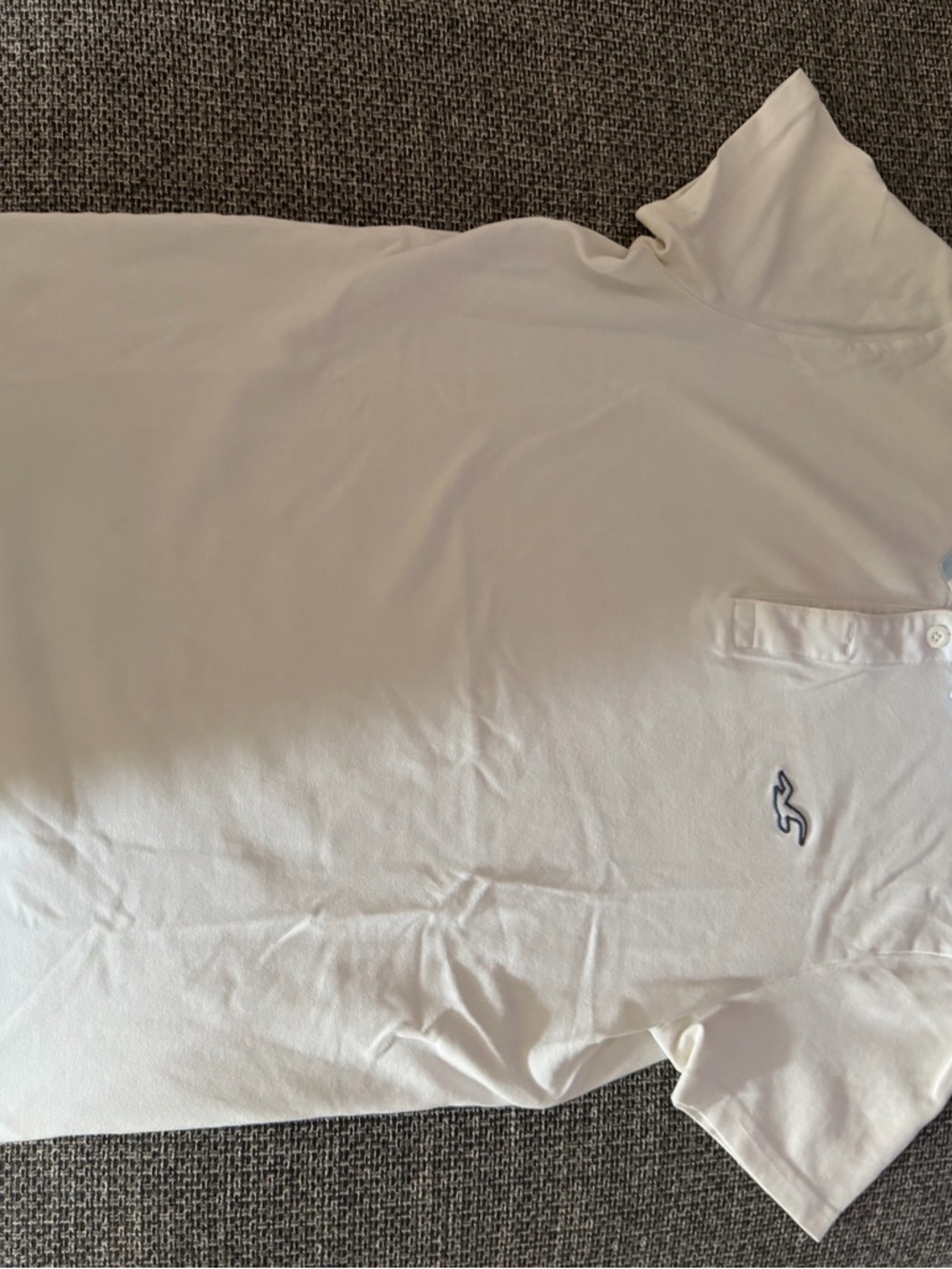 Hollister White Polo Shirt with Navy Embroidered Logo